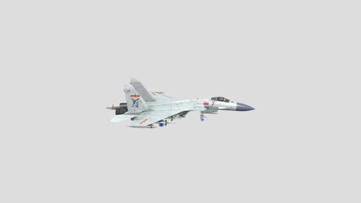 Su-37 Terminator Flanker or PLA J-15 3D Model