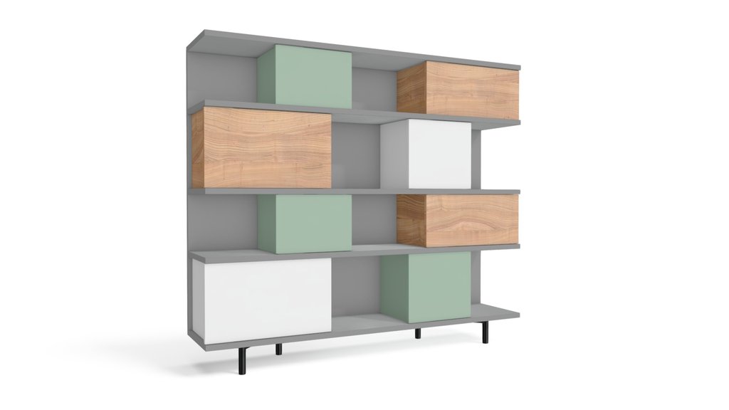 Fowler Large Shelving Unit, Multicolour Oak