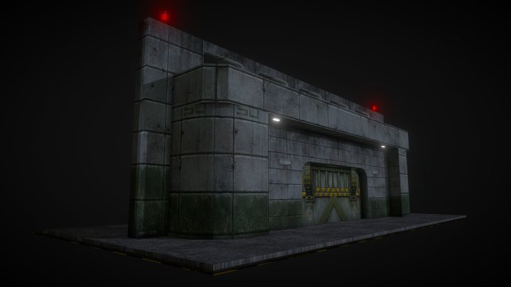 Sci Fi Gate for shooting games Low poly 3D Model