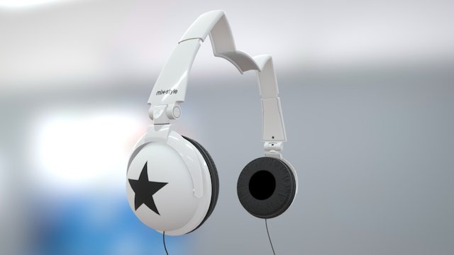Mix Style Nekomimi Star Headphones White 3D Model