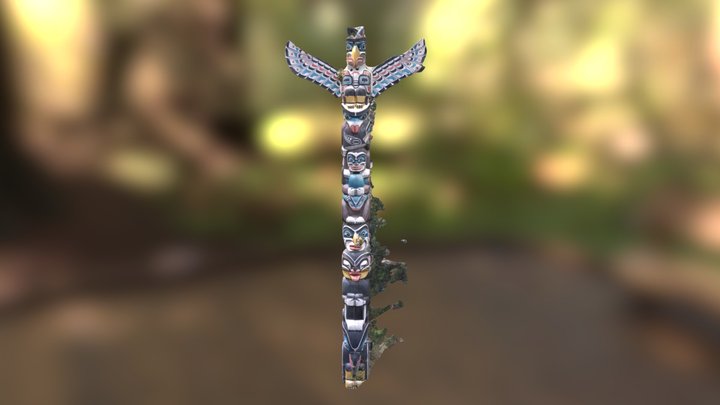 A totem pole in Vancouver, Canada, with texture 3D Model