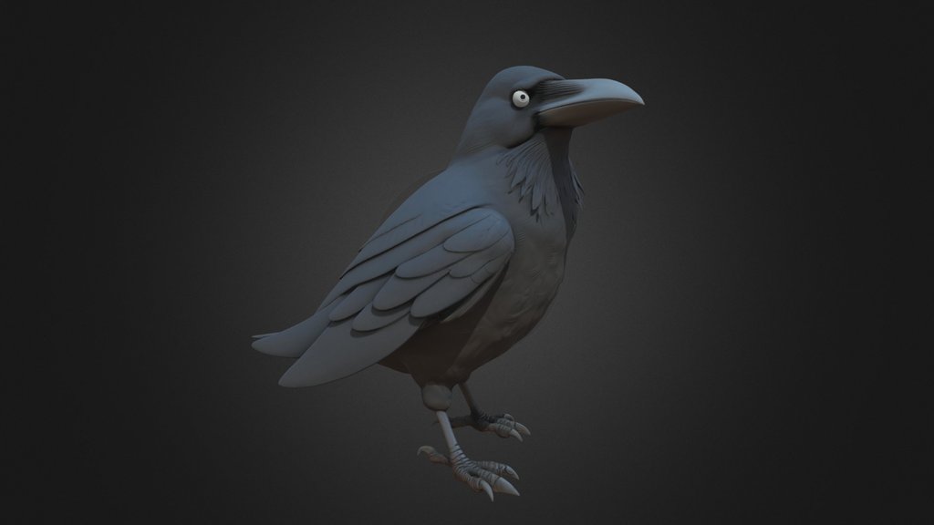 Raven White Eyes Standing
