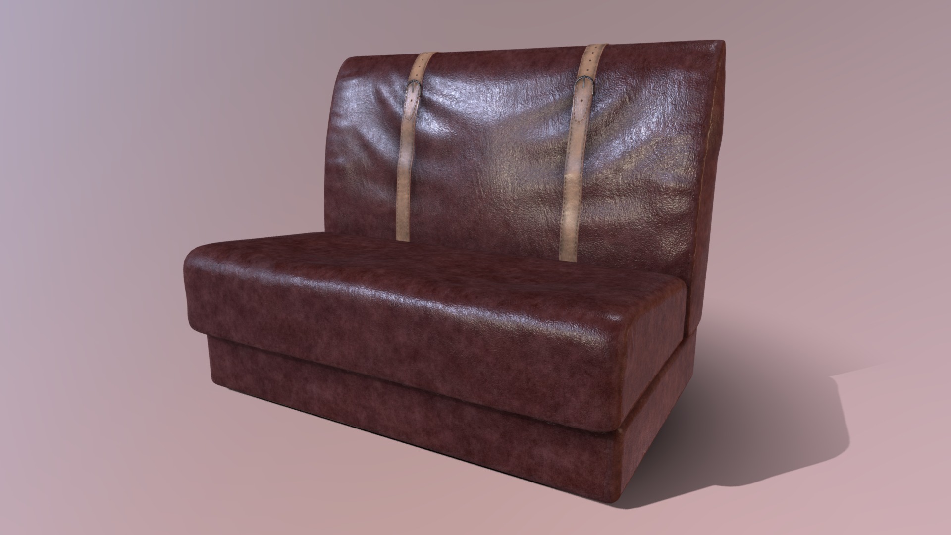 3D model Sofa with straps - This is a 3D model of the Sofa with straps. The 3D model is about a brown chair with a cushion.