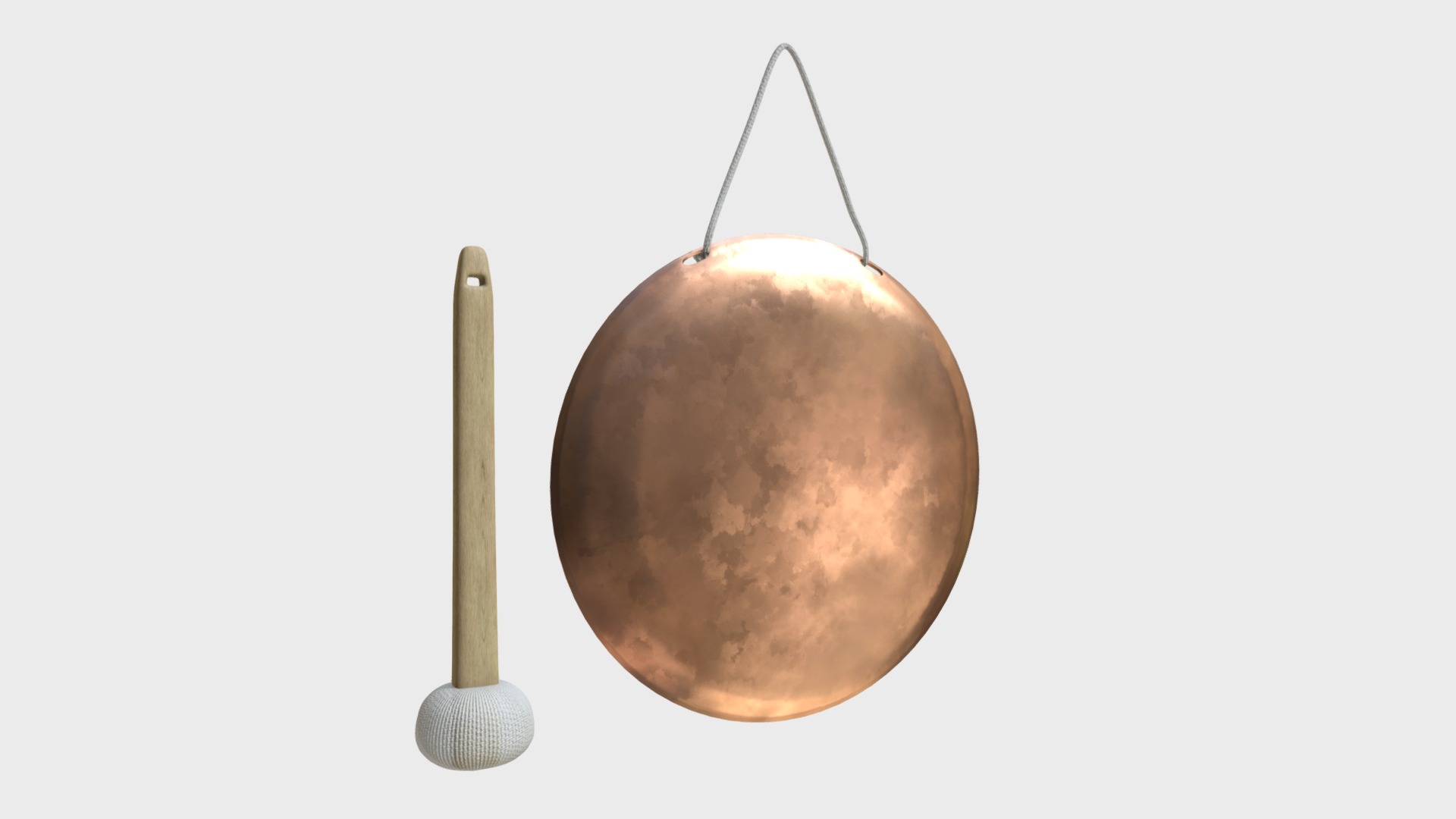 3D model Chinese handheld gong - This is a 3D model of the Chinese handheld gong. The 3D model is about a red apple and a spoon.
