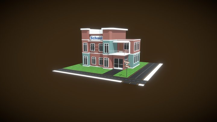 Low Poly  School Building 3D Model