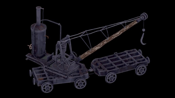 Stylized Crane Cart 3D Model
