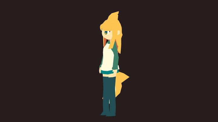 Low Poly Shark Girl 3D Model