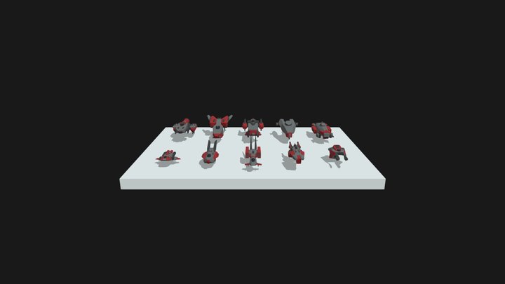 Battle Spaceship 3D Low Poly Models 3D Model