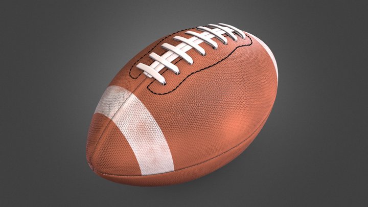 American Football ball with stripes 3D Model