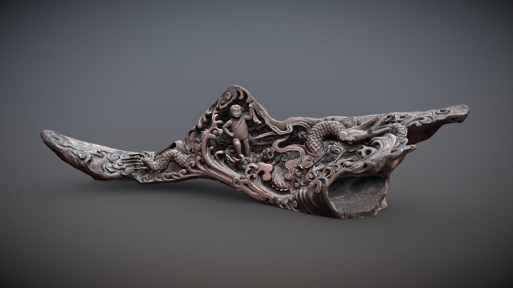 哪吒闹海 阴沉木雕 Nezha Conquers the Dragon King