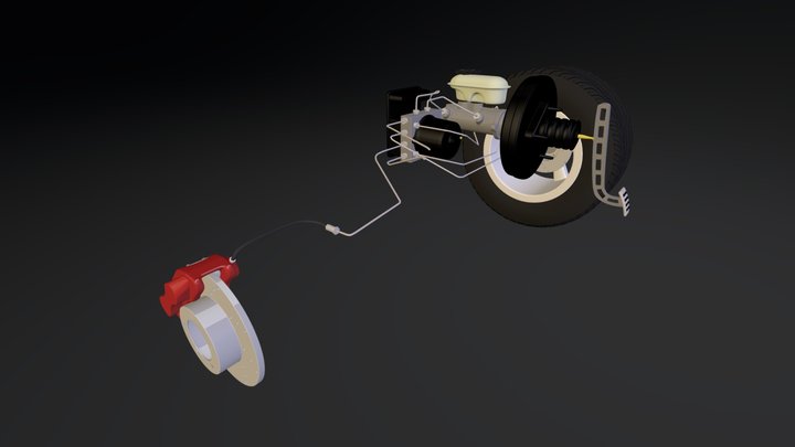 Car Disk Braking System 3D Model