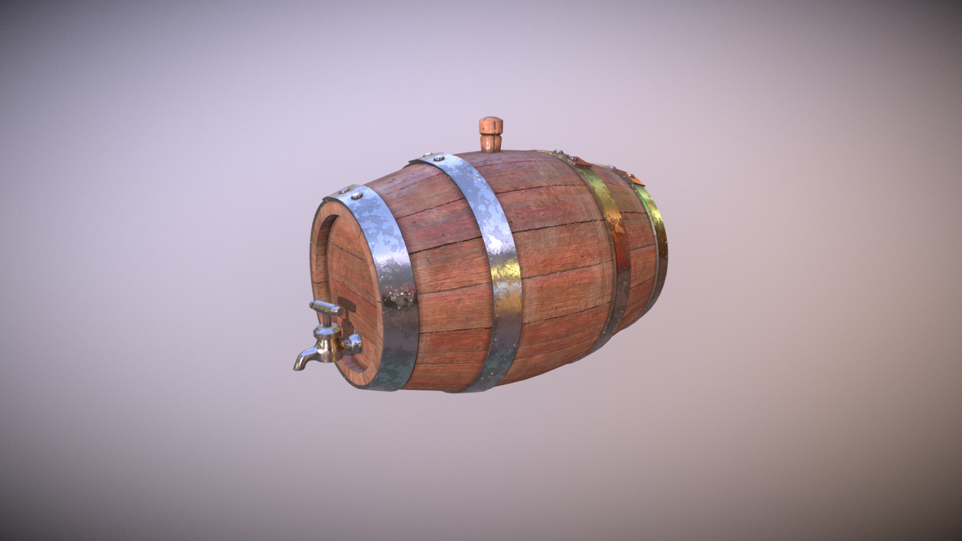 3D model beer barrel - This is a 3D model of the beer barrel. The 3D model is about a metal barrel with a handle.