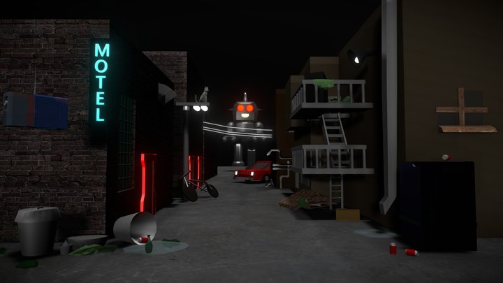 Dystopian Alleyway 3D Model