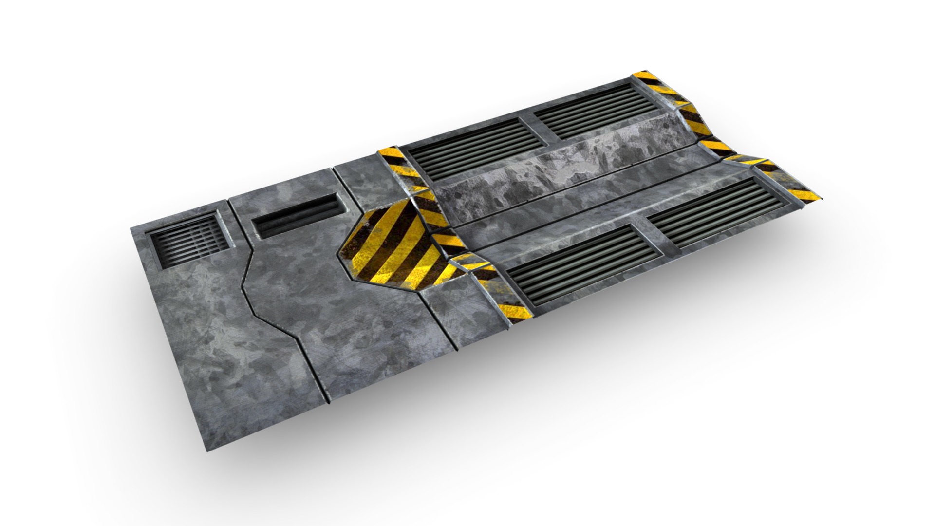 3D model Modular Sci Fi Wall Panel 2 - This is a 3D model of the Modular Sci Fi Wall Panel 2. The 3D model is about a black and yellow solar panel.