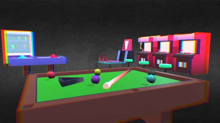 Low Poly Arcade Props 3D Model