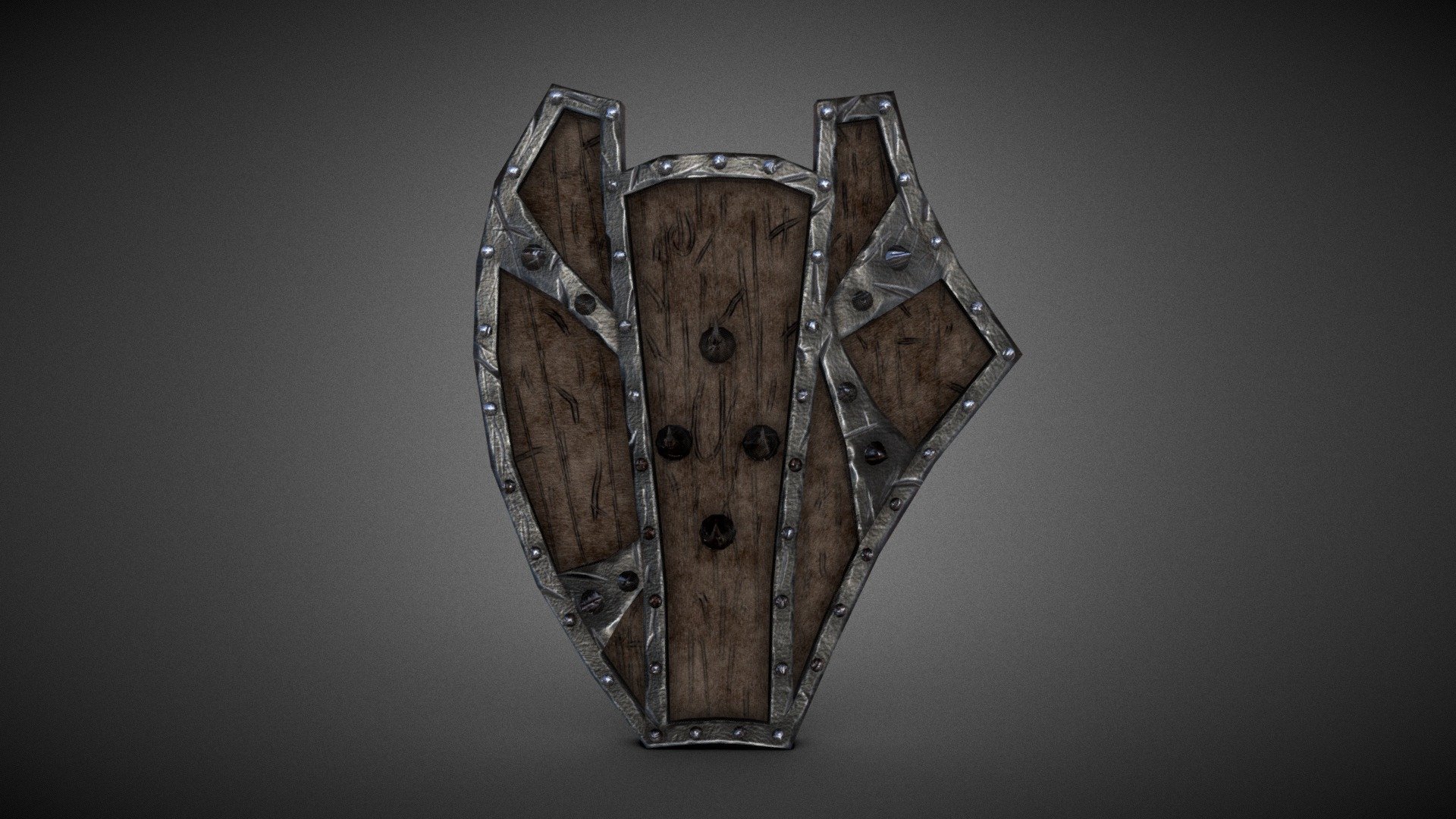 Heavy Damaged Low Poly Viking Shield