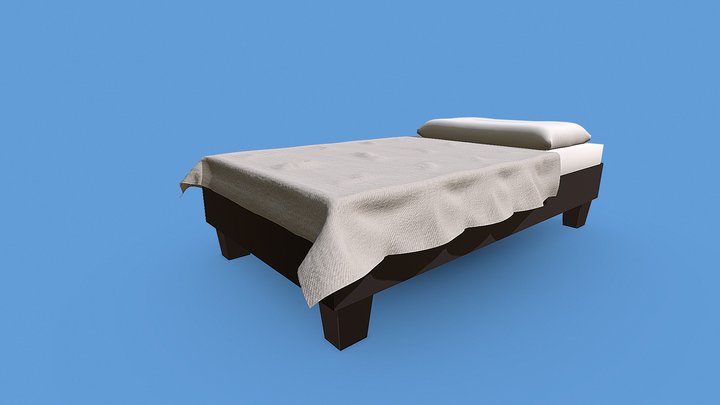 Single wooden bed 3D Model
