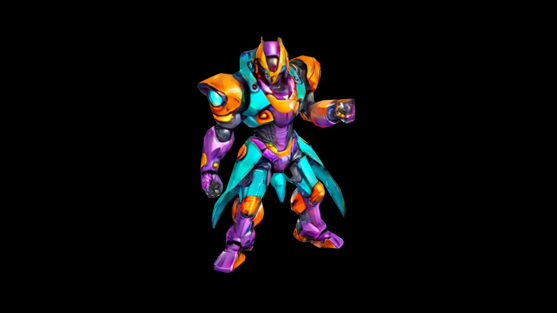 Fierce-looking animated character with purple an - Download Free 3D ...