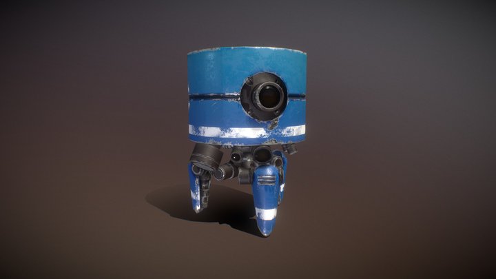 Little droid Robot Resting 3D Model