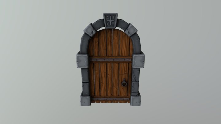 hand painted wooden door 3D Model