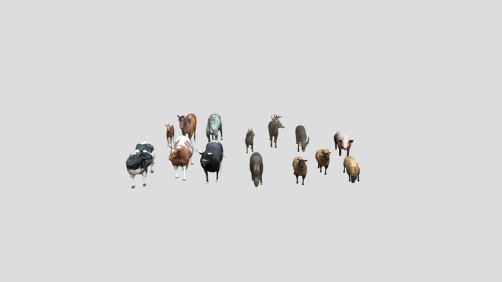 Large Animals Set 3D Model