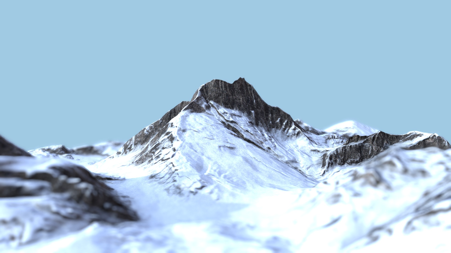 3D model Snow Mountain - This is a 3D model of the Snow Mountain. The 3D model is about a snowy mountain with a blue sky.