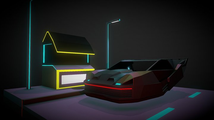 Cyberpunk car 3D Model