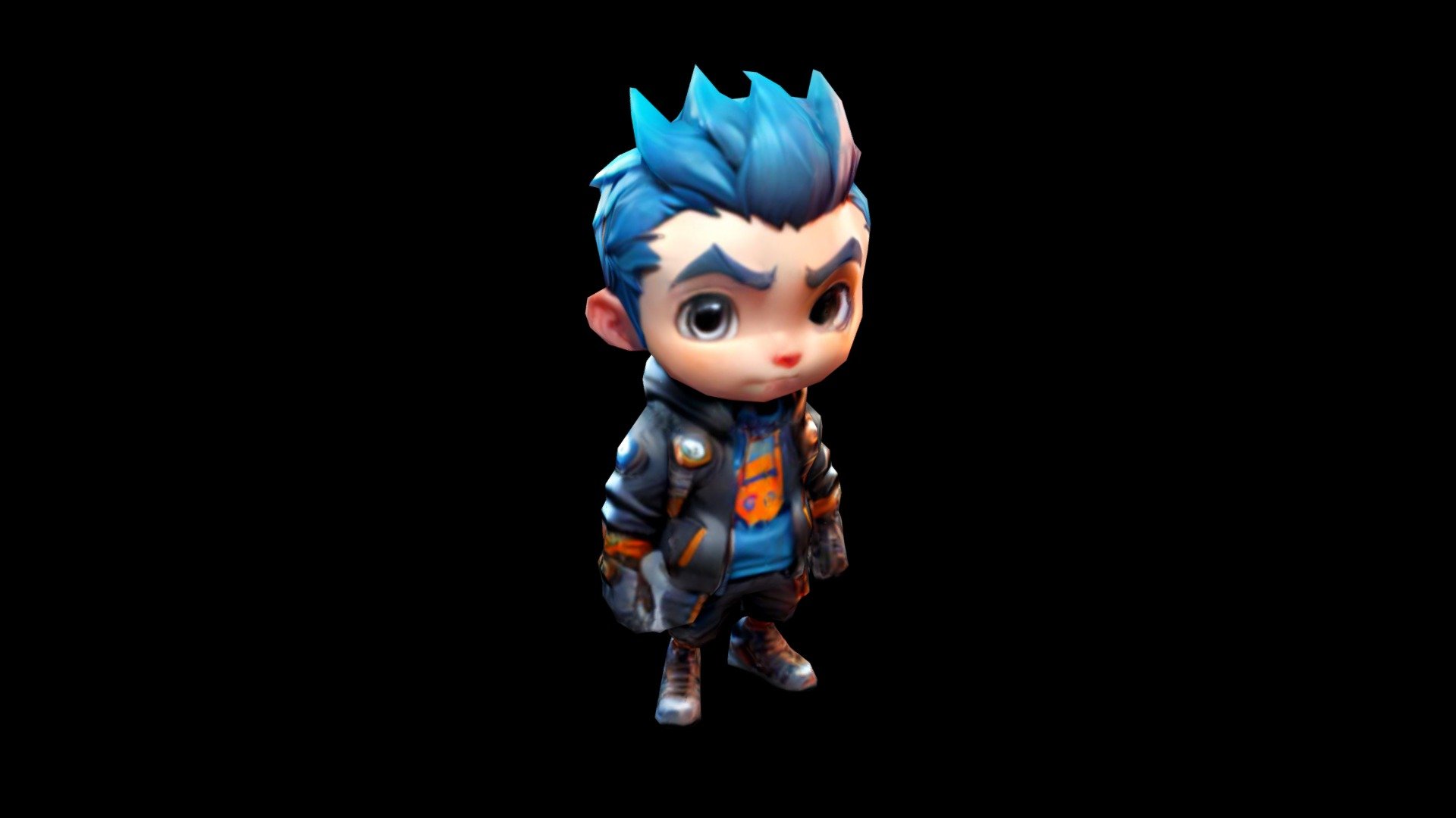 3D Rendered Cartoon Boy with Blue Hair and Armou - Download Free 3D ...
