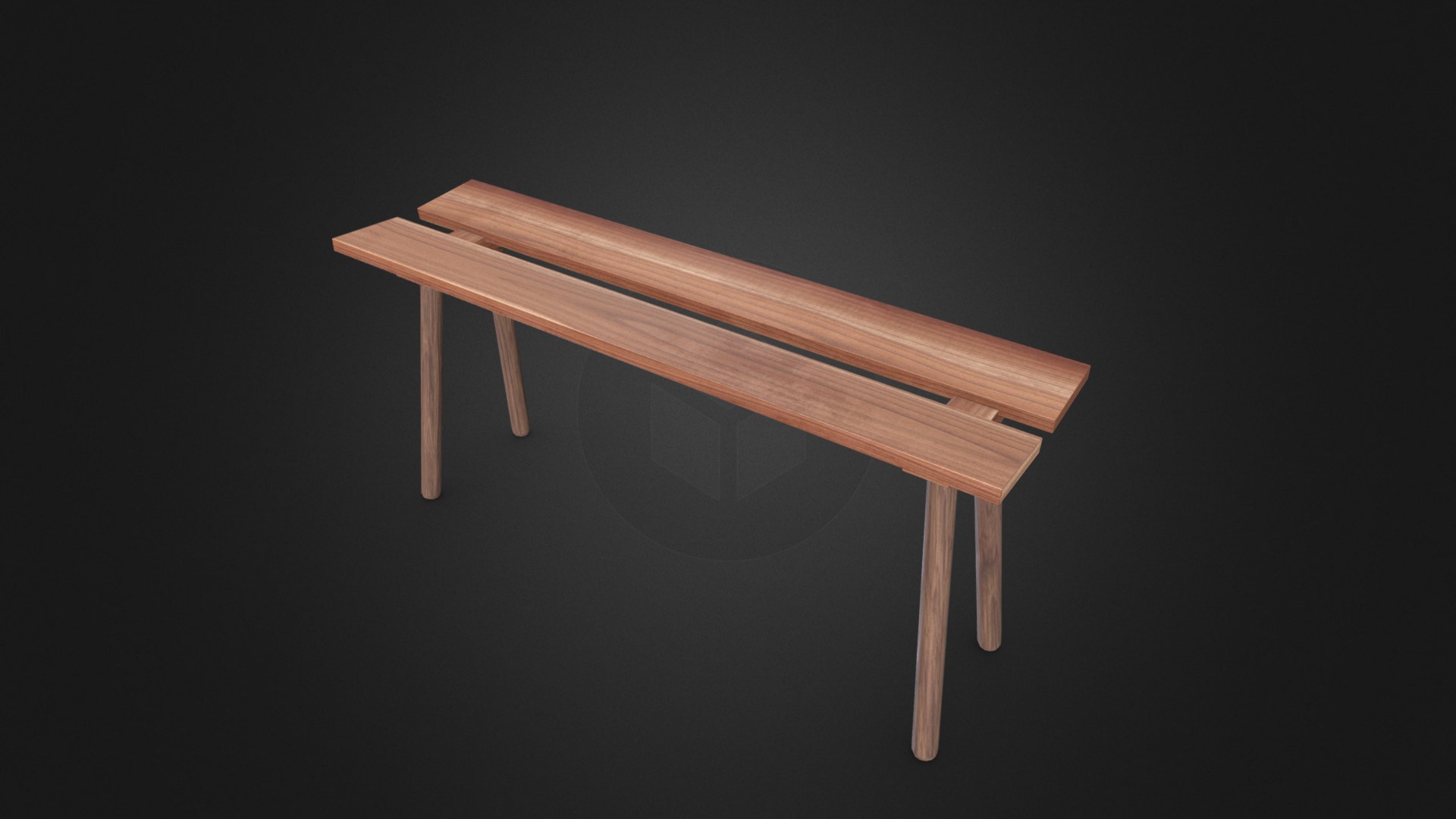 3D model Sitting Bench for Garden or Park - This is a 3D model of the Sitting Bench for Garden or Park. The 3D model is about a wooden table with a glass top.