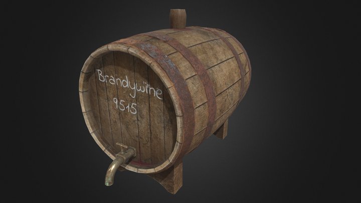 Old wine barrel 3D Model