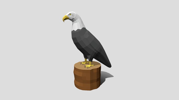 Low Poly Cartoon Bald Eagle 3D Model