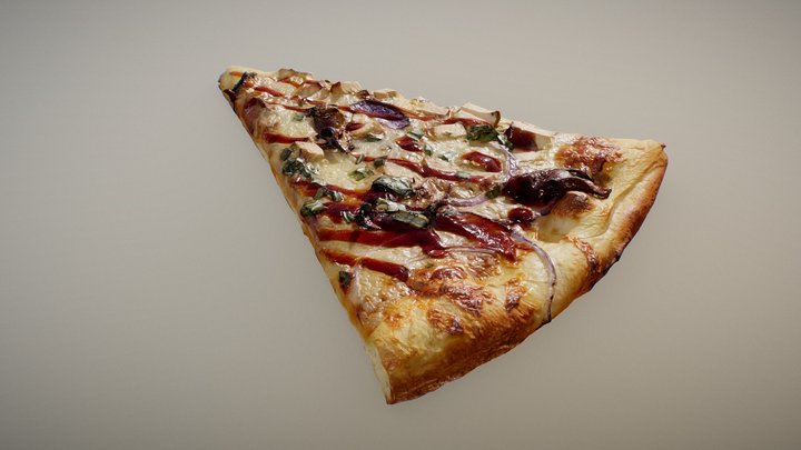 BBQ Chicken Pizza Slice 3D Model