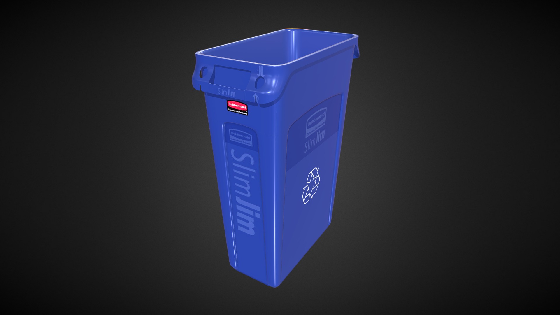 3D model Rubbermaid Recycling Container 23 Gallon Blue - This is a 3D model of the Rubbermaid Recycling Container 23 Gallon Blue. The 3D model is about a blue and white box.