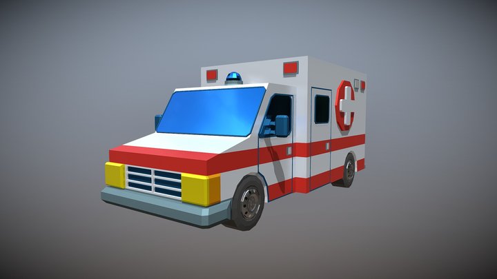 Type III US Ambulance Lowpoly 3D Model