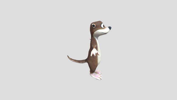 A Cute Cartoon Otter, Pixar Render 3D Model