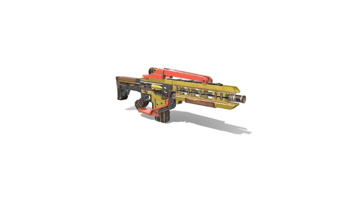 sci-fi gun with dust and dirt 3D Model