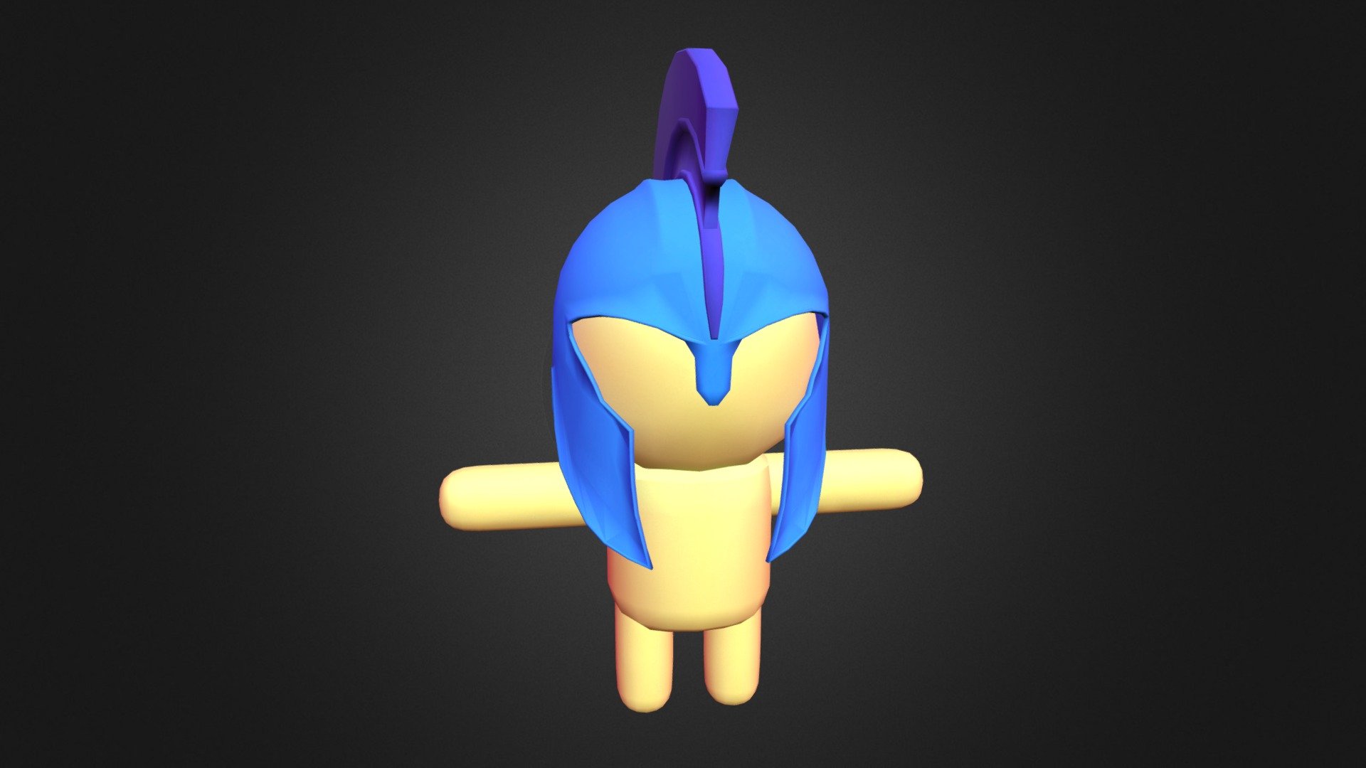 Cute Warrior Character Low Poly One Texture