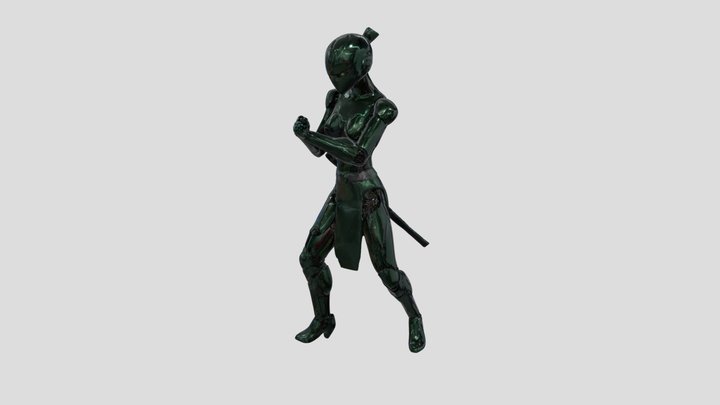 Girl Robot Ninja Green f #Free 3D Model
