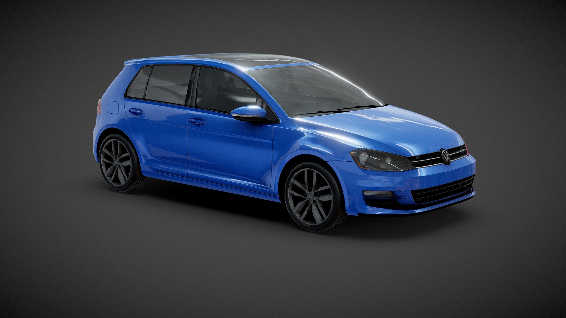 3D model VW Golf Highline Ext Max 2015 - This is a 3D model of the VW Golf Highline Ext Max 2015. The 3D model is about a blue car on a grey background.
