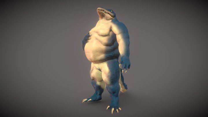 Crocodilian Lizardfolk Barbarian 3D Model