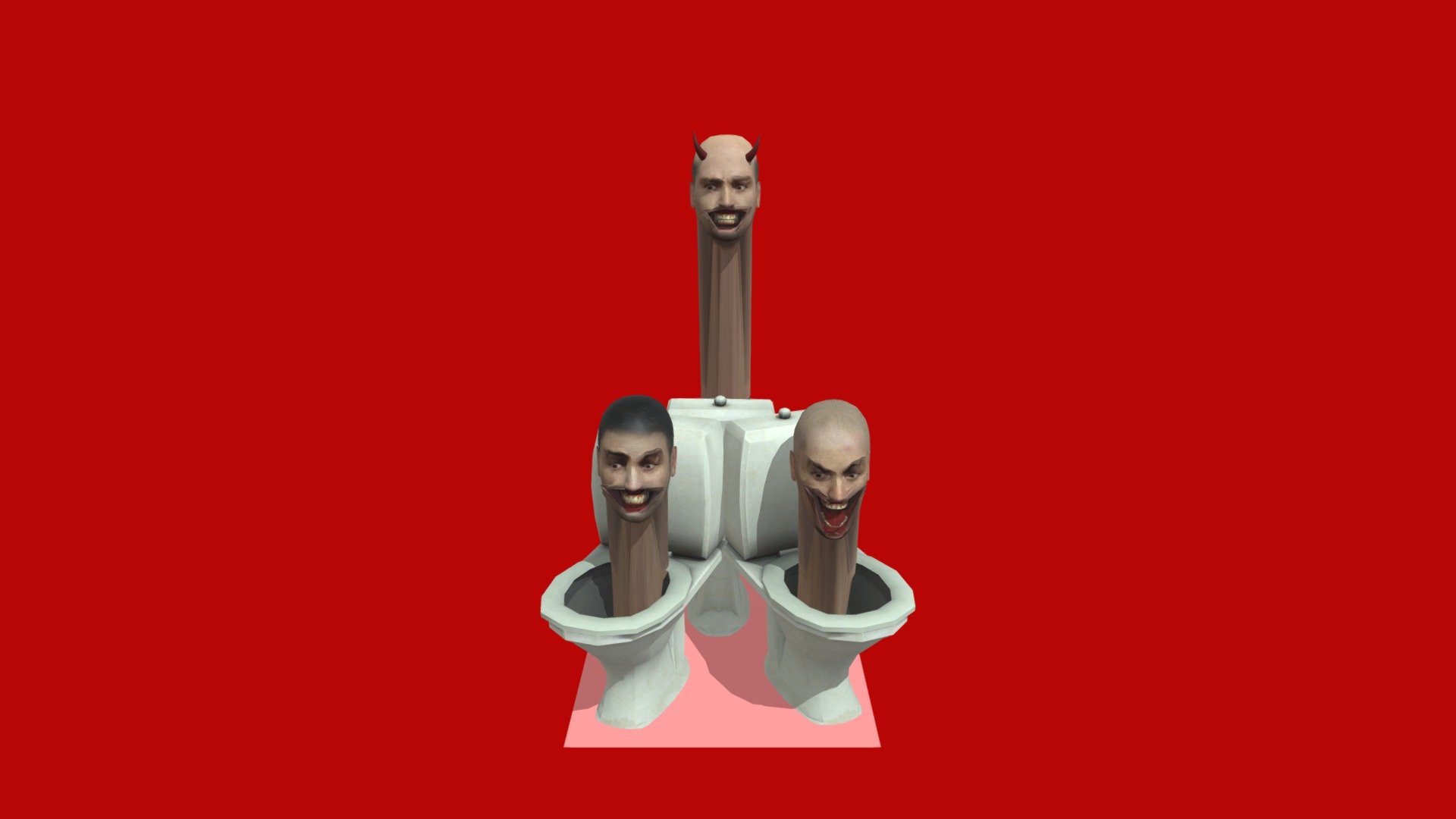 Triplets Skibidi Toilet face 3D model by Oliverdude31089