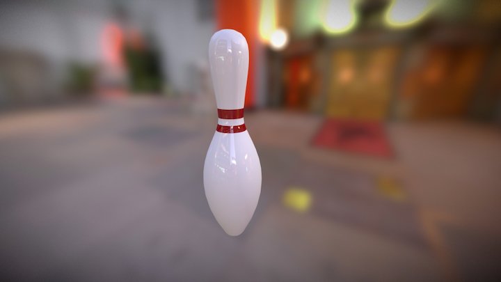 Bowling Pin Complete With Stripes1 3D Model