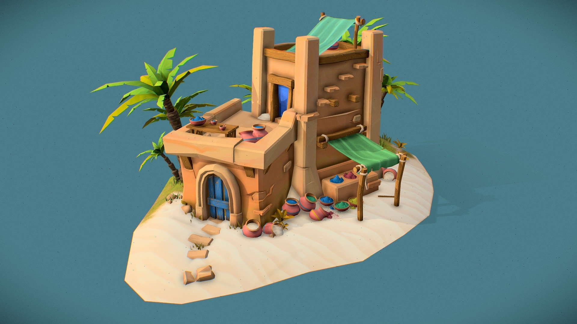 "Ancient Egyptian Pigment Store" — DAE Villages — Sketchfab embed 3D viewer