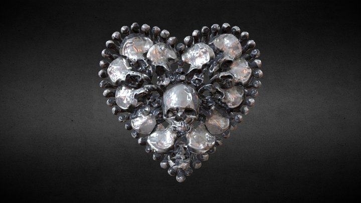 Pendant Jewelry - Skull Heart 3D Model