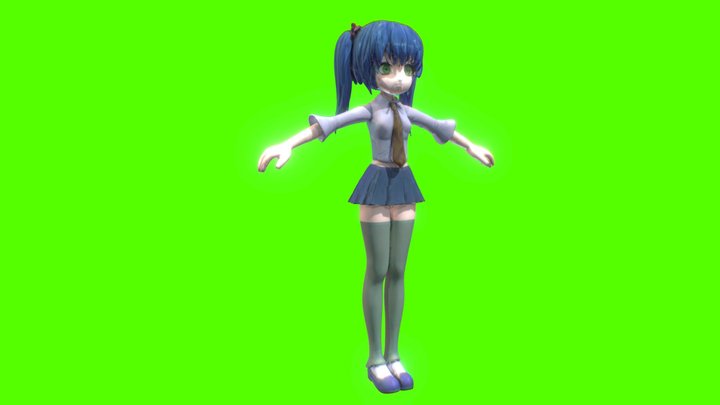 2000s anime girl 3D Model