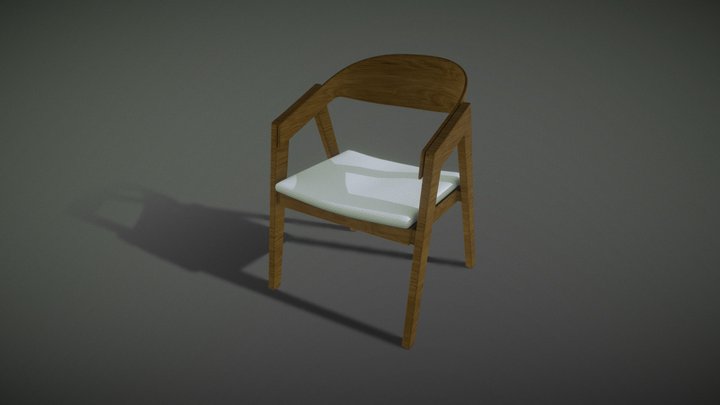 silla de madera 3D Model