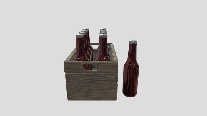 Crate And Bottles 3D Model