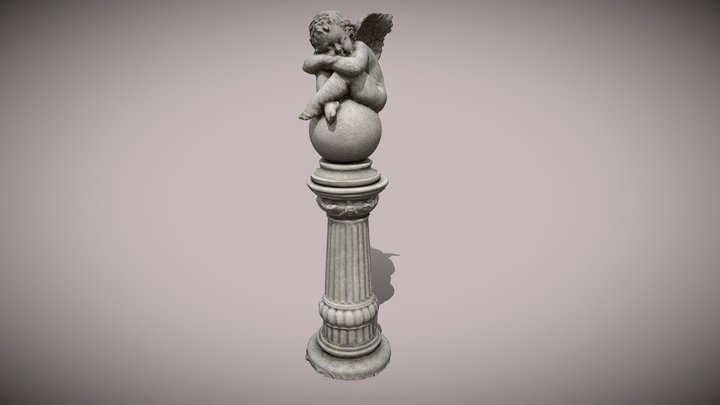 Garden Baby Angel Statue 3D Model