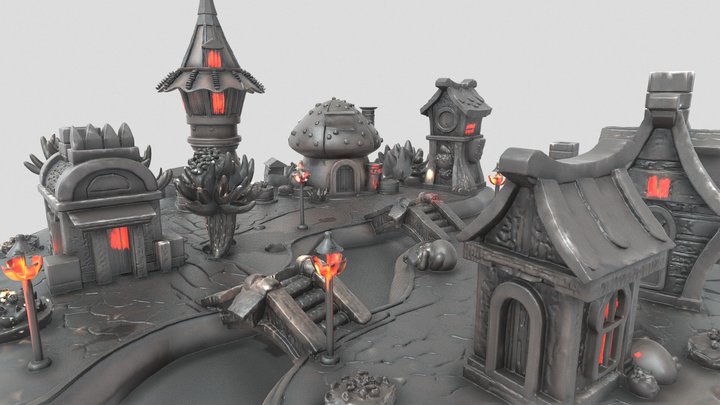 🦇Halloween-❰☠❱-Town-♯.Ⅳ᛫🦇 – Modèle 3D gratuit STL