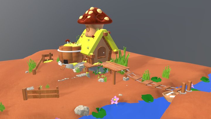 Mushroom House 3D Model